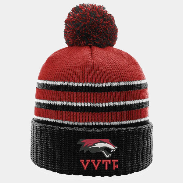 Stripe Pom Cuffed Beanie Thumbnail